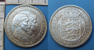 1923 HCN - 2 kroner, stříbro - Dánsko, král Christian a královna Alexandrine