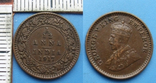 1917 - 1/12 anna - Jiří V., Britská Indie