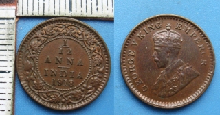 1918 - 1/12 anna - Jiří V., Britská Indie