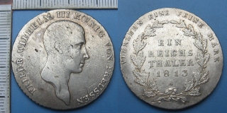 1813 A - tolar, stříbro - Prusko, Friedrich Wilhelm III.