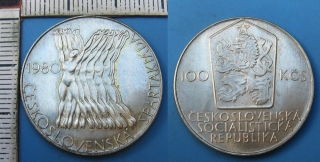1980 - 100 Kčs, stříbro - Československá spartakiáda