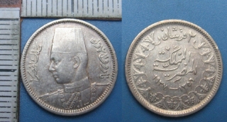 1937-42 - 2 piastres, stříbro - Egypt, Farouk