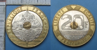 1993 - 20 francs - Francie, Mont Saint-Michel