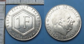1988 - 1 franc - Francie, Charles de Gaulle