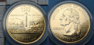 2007 P - quarter dollar, pozlacený - USA, Utah