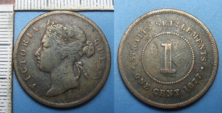 1877 - 1 cent - Straits Settlements, Victoria