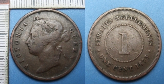1873 - 1 cent - Straits Settlements, Victoria