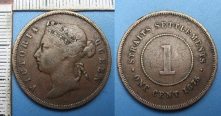 1875 - 1 cent - Straits Settlements, Victoria