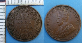 1934 - 1/4 anna - Britská Indie, Jiří V.