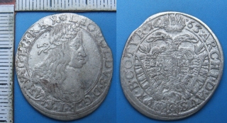 1663 CA - XV krejcar, stříbro - Leopold I., Vídeň, A.Cetto