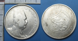 1923 - 10 piastres, stříbro - Egypt, Fuad I.