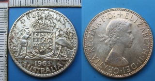 1963 - florin, stříbro - Austrálie, Alžběta II.
