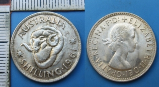 1961 - 1 schilling, stříbro - Austrálie, Alžběta II.