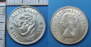 1958 - 1 schilling, stříbro - Austrálie, Alžběta II.