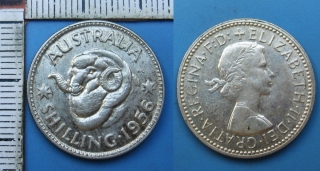 1956 - 1 schilling, stříbro - Austrálie, Alžběta II.