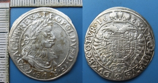 1663 CA - XV krejcar, stříbro - Leopold I., Vídeň, A.Cetto