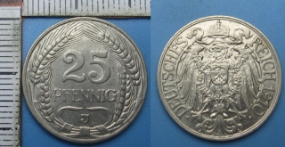 1910 J - 25 pfennig - císařské Německo