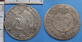 1628 - 10 krejcar, stříbro - Arcivévoda Leopold V., Rakousko, Hall
