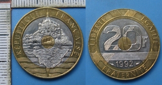 1992 - 20 francs - Francie, Mont Saint-Michel