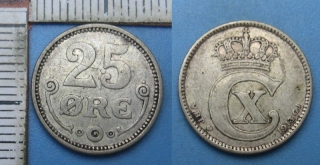 1913VBP GJ - 25 ore, stříbro - Dánsko, Christian X.
