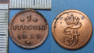 1831 - 1 pfennig - Mecklenburg-Schwerin, Friedrich Franz I., lak