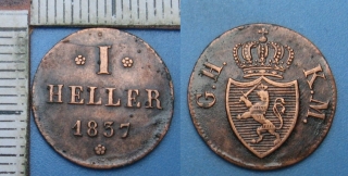 1837 - 1 heller - Hessensko-Darmstadt, Ludwig II., lak