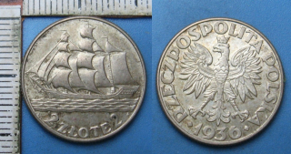 1936 - 2 zlote, stříbro - Polsko, plachetnice