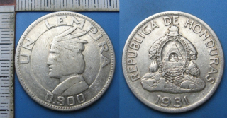 1931 - 1 lempira, stříbro - Honduras