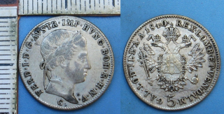 1840 C - 5 krejcar, stříbro - Ferdinand V.