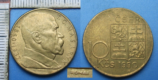1990 - 10 Kčs - ČSFR, T.G.Masaryk, RONAI