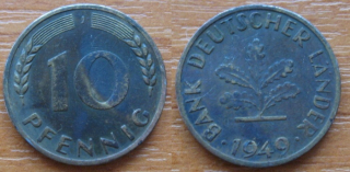 1949 J - 10 pfennig - Německo