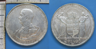 1943 BP - 5 pengo - Maďarsko, Horthy, pěkný
