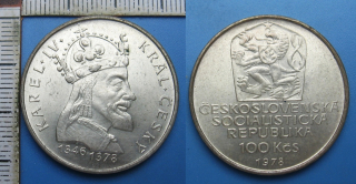 1978 - 100 Kčs, stříbro - 600. výročí úmrtí Karla IV.