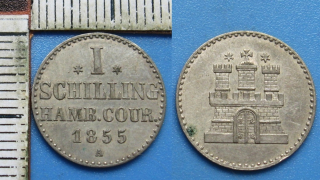 1855 A - 1 schilling, stříbro - Hamburg