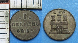 1855 - 1 dreiling, stříbro - Hamburg