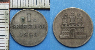 1855 - 1 sechsling, stříbro - Hamburg