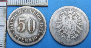 1875 J - 50 pfennig, stříbro - Německo, Wilhelm I.