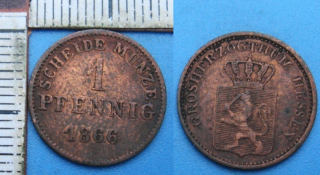 1866 - 1 pfennig - Hesse-Darmstadt, Ludwig III.