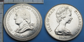 1976 - 1 crown - Isle of Man, Bicentenary of American Independence