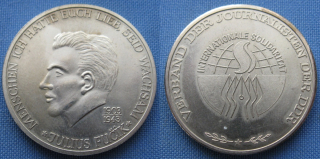 medaile J. Fučík - Verband Der Journalisten Der DDR - cca 36 mm - v etui