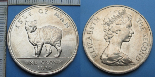 1970 - 1 crown - Isle of Man, kočka