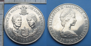1981 - 25 pence - Guernsey, H.R.H The Prince of Wales, The Lady Diana Spencer