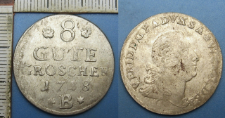1758 B - 8 gute groschen, stříbro - Anhalt-Bernburg, Victor II. Friedrich
