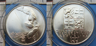 1991 - 100 Kč, stříbro - 150 let narození Antonína Dvořáka, kapsle