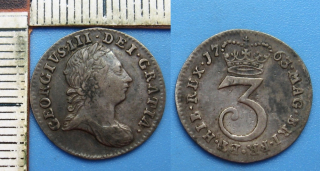 1763 - 3 pence, stříbro - Velká Británie, Jiří III.