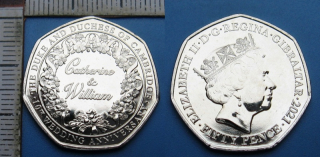 2021 - 50 pence - Velká Británie, 10. výročí svatby Wiliama a Catherine