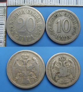 1883 - 10 a 20 para - 2x Srbsko