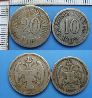 1884 - 10 a 20 para - 2x Srbsko