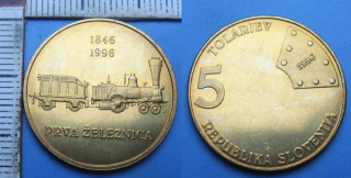 1996 - 5 tolarjev - Slovinsko, Prva Železnica