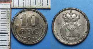 1916 VBP GJ - 10 ore, stříbro - Dánsko, Christian X.